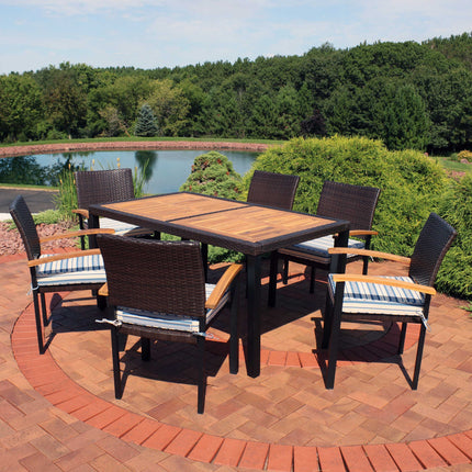 Sunnydaze Carlow 7-Piece Outdoor Patio Dining Set with Cushions