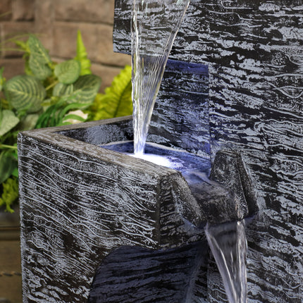 Sunnydaze Contemporary Cascading Tower Outdoor Water Fountain, 32-Inch