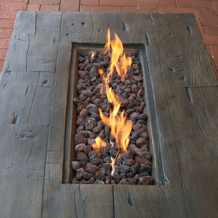 Sunnydaze Rustic Faux Wood Outdoor Propane Gas Fire Pit Coffee Table, 48-Inch