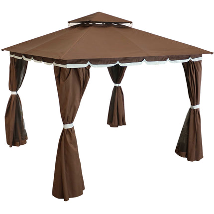 Sunnydaze 10 x 10 Foot Soft Top Patio Gazebo with Screens  and Privacy Walls