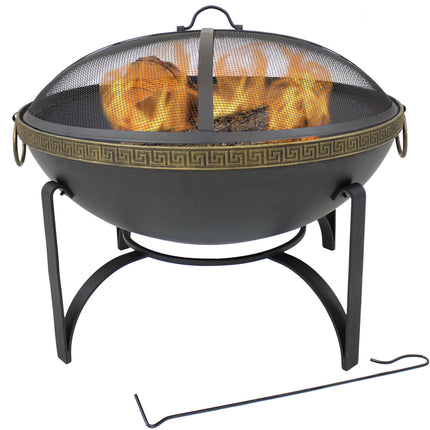 Sunnydaze Contemporary Steel Outdoor Wood Burning Fire Bowl, 26-Inch Diameter