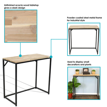 Sunnydaze Rectangle Indoor Acacia Wood Console Table