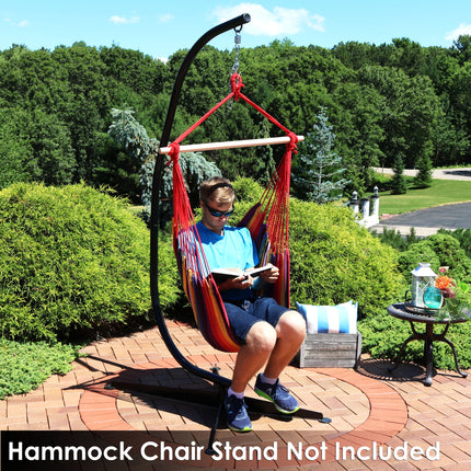 Sunnydaze Hanging Hammock Chair Swing, for Outdoor Use, Max Weight: 265 pounds, Includes 2 Seat Cushions