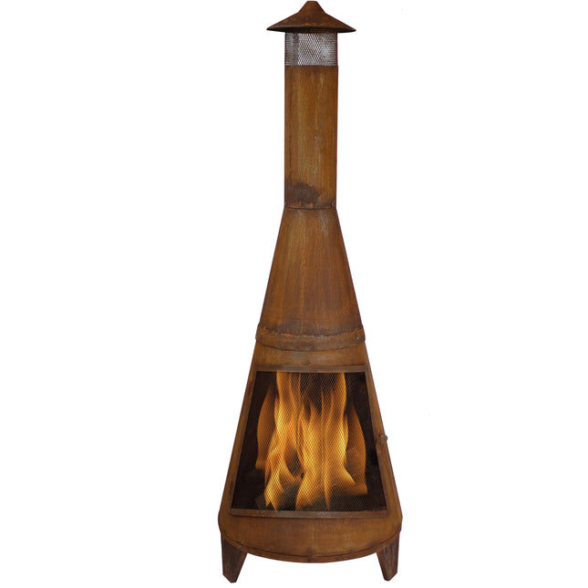 Sunnydaze Rustic Outdoor Wood-Burning Backyard Chiminea Fire Pit, 70-Inch