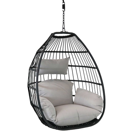 Sunnydaze Delaney Steel Hanging Egg Chair with Cushions, 50-Inch