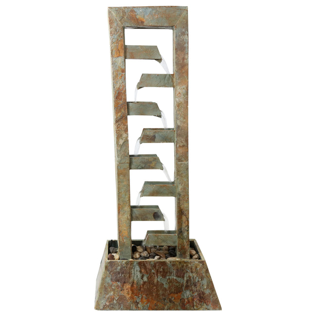 Sunnydaze Stacked Slate Freestanding Garden Water Fountain, 49 Inch Tall