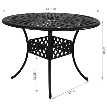 Sunnydaze Round Patio Table, Durable Cast Aluminum Construction with Crossweave Design, 41-Inch Diameter