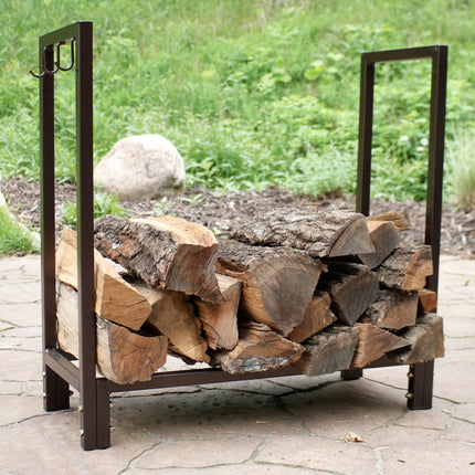 Sunnydaze 30 Inch Bronze Steel Indoor/Outdoor Firewood Log Rack