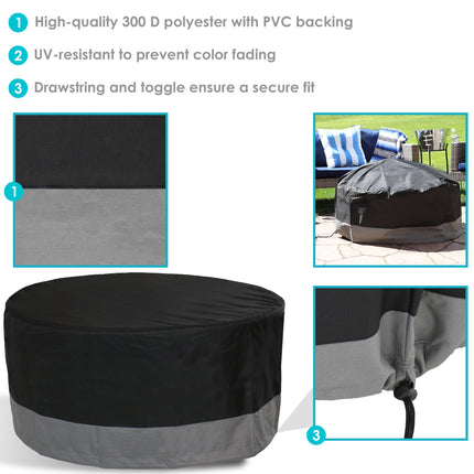 Sunnydaze Round 2-Tone Outdoor Fire Pit Cover - Gray/Black - Multiple Sizes