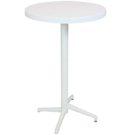 Sunnydaze All-Weather Round Plastic Patio Bar Table - Commercial Grade - Foldable Design - White - 28-Inch