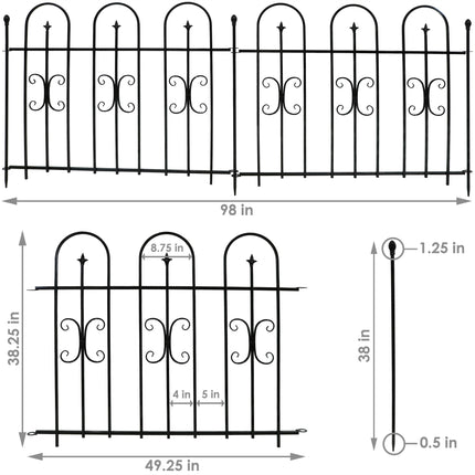 Sunnydaze 2-Piece Decorative Finial Border Fence, 8 Feet Overall