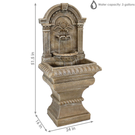Sunnydaze Ornate Lavello Outdoor Water Fountain with Electric Submersible Pump, 51-Inch