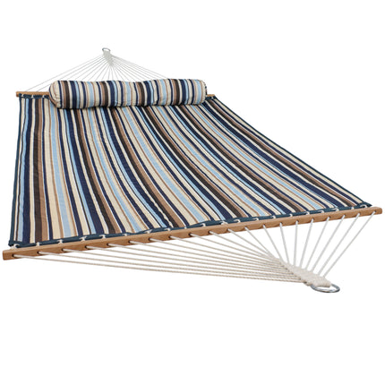 Sunnydaze 2 Person Quilted Fabric Hammock with Spreader Bars, Ocean Isle