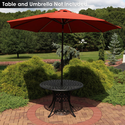 Sunnydaze Cast Iron Patio Umbrella Base with Rose Blossom Design, Multiple Colors Available, 16-Inch Diameter