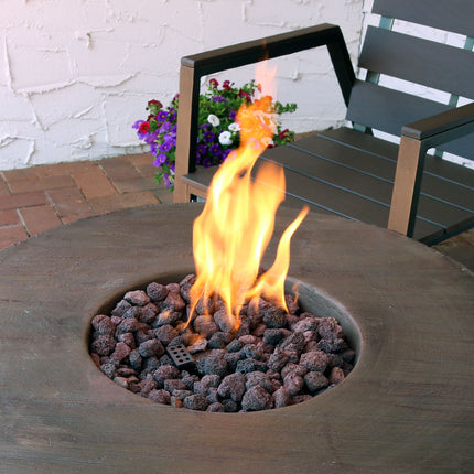 Sunnydaze Outdoor 29-Inch Rope and Barrel Design Propane Gas Fire Pit Table with Lava Rocks
