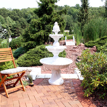 Sunnydaze Welcome 3-Tier Garden Fountain, 59 Inch Tall