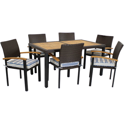 Sunnydaze Carlow 7-Piece Outdoor Patio Dining Set with Cushions