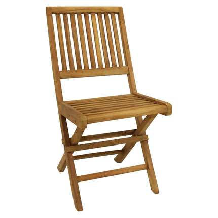 Sunnydaze Nantasket Solid Teak Outdoor Folding Dining Chair - Light Wood Stain Finish
