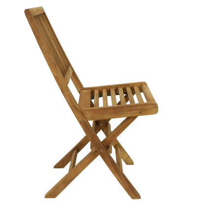 Sunnydaze Nantasket Solid Teak Outdoor Folding Dining Chair - Light Wood Stain Finish