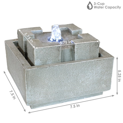 Sunnydaze Square Dynasty Bubbling Indoor Tabletop Water Fountain, 7.5-Inch Square