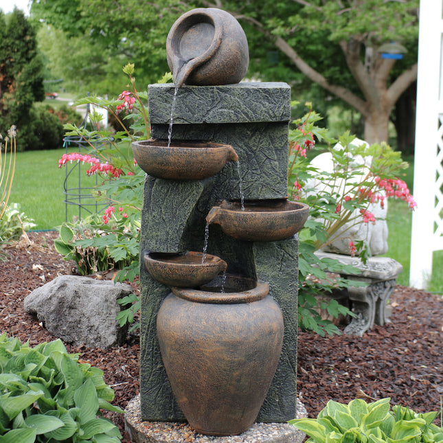 Sunnydaze Cascading Earthenware Pottery Stream Fountain, 39-Inch Tall