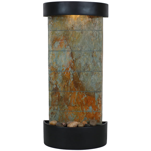 Slate Indoor Wall or Tabletop Water Fountain, Slate Facade with Black Finished Frame, 25-Inch