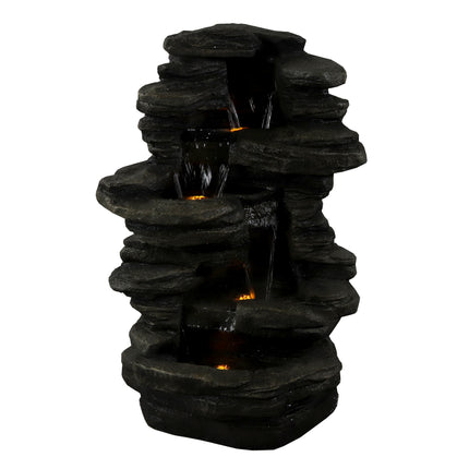 Sunnydaze Stacked Shale Electric Outdoor Waterfall with LED Lights, 38 Inch Tall