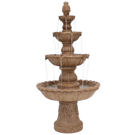 Sunnydaze 4-Tier Pineapple Outdoor Water Fountain, Earth, 52 Inch Tall