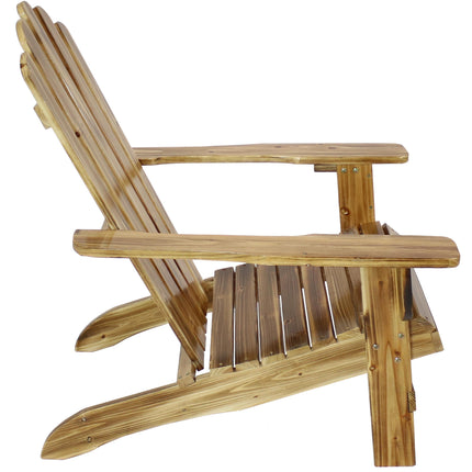 Sunnydaze Rustic Wooden Adirondack Chair with Light Charred Finish, 250 Pound Weight Capacity