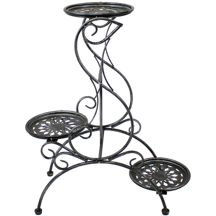 Sunnydaze 3-Tier Victorian Indoor/Outdoor Plant and Flower Stand, 31 Inch Tall