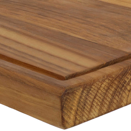 Sunnydaze Premium Reversible Teak Wooden Cutting Board with Juice Groove and Inset Hand Grips - Meat, Poultry, Vegetable and Fruit Cutting, Chopping or Carving Block Tray