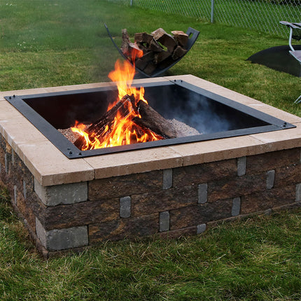 Sunnydaze Square Heavy-Duty Fire Pit Rim/Liner, DIY Fire Pit Above or In-Ground, Steel