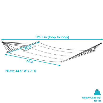Sunnydaze 2 Person Quilted Fabric Hammock with Spreader Bars, Mountainside