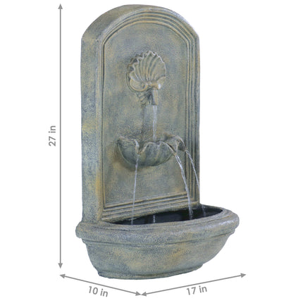Sunnydaze Seaside Outdoor Wall Fountain, with Electric Submersible Pump 27-Inch Tall