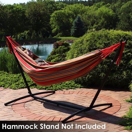 Sunnydaze Brazilian Double Hammock - 2-Person Portable for Camping, Outdoor Use