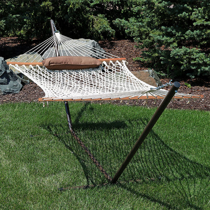 Sunnydaze Desert Stripe Cotton Rope Hammock with 12 Foot Steel Stand, Pad and Pillow, 275 Pound Capacity