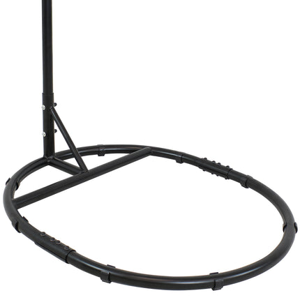 Sunnydaze Black Steel Hanging Egg Chair Stand with Extra-Wide Round Base, 76 Inches Tall