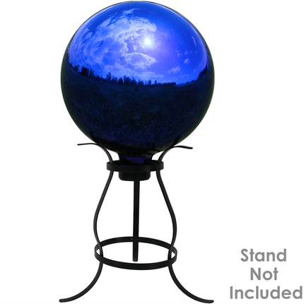 Sunnydaze Blue Mirrored Surface Gazing Globe Ball, 10-Inch