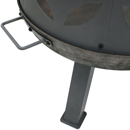 Sunnydaze 26-Inch Retro Fireplace Cast Iron Outdoor Fire Pit with Handles and Spark Screen