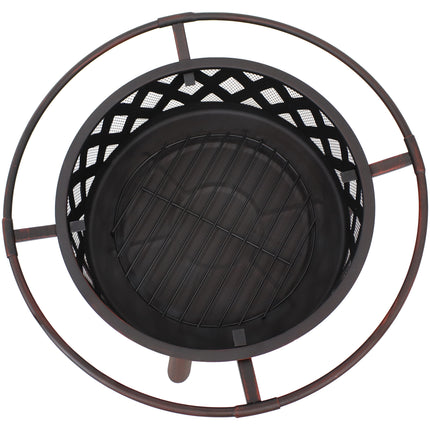 Sunnydaze 30 Inch Bronze Crossweave Wood Burning Fire Pit with Spark Screen