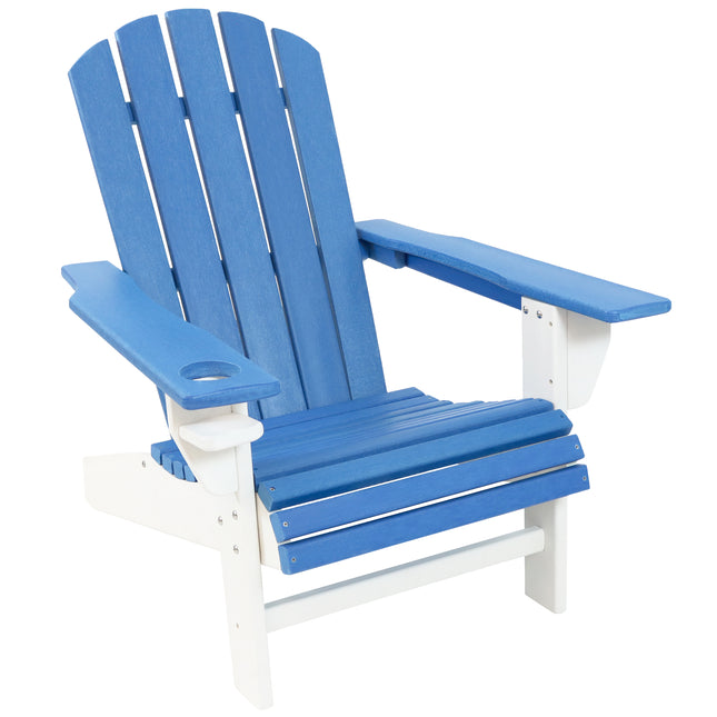 Sunnydaze All-Weather 2-Color Outdoor Adirondack Chair with Drink Holder - Multiple Colors