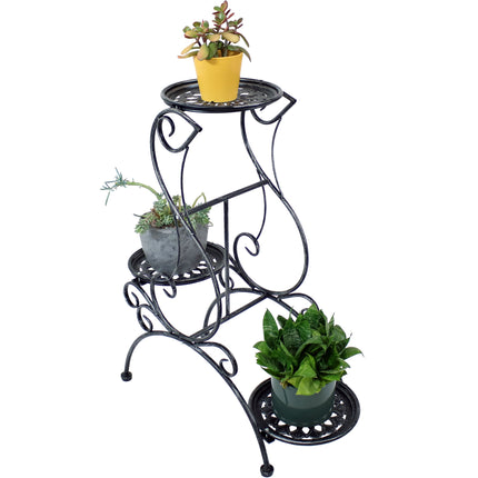 Sunnydaze 3-Tier Victorian Indoor/Outdoor Plant and Flower Stand, 31 Inch Tall