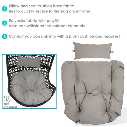 Sunnydaze Replacement Seat Cushion and Headrest Pillow for Cordelia Egg Chair, Available in Multiple Colors