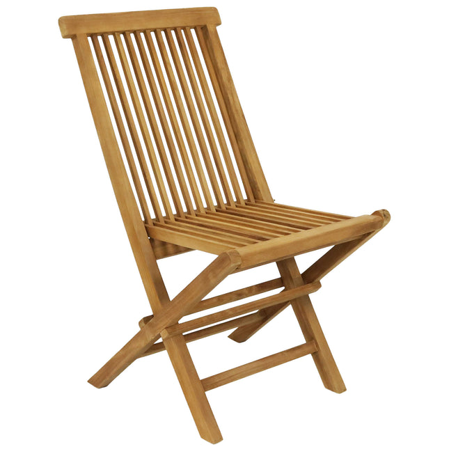 Sunnydaze Hyannis Solid Teak Outdoor Folding Dining Chair - Light Wood Stain Finish