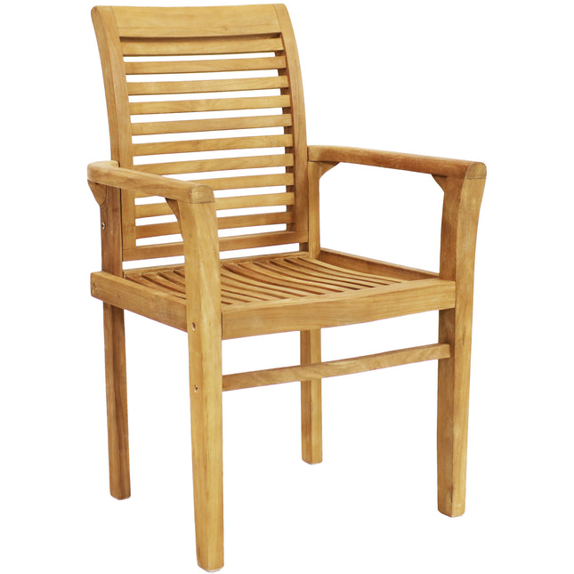 Sunnydaze  Solid Teak Outdoor Armchair - Light Brown Wood Stain Finish