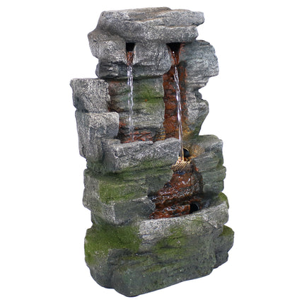 Sunnydaze Towering Cave Waterfall Indoor Tabletop Water Fountain with LED Light, 14-Inch
