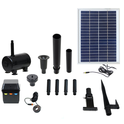 Sunnydaze Solar Pump and Solar Panel Kit With Battery Pack and LED Light, 132 GPH, 56-Inch Lift