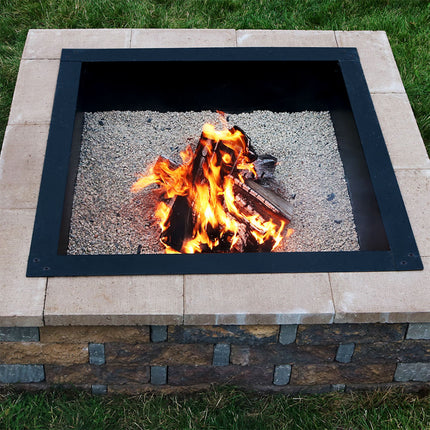 Sunnydaze Square Heavy-Duty Fire Pit Rim/Liner, DIY Fire Pit Above or In-Ground, Steel