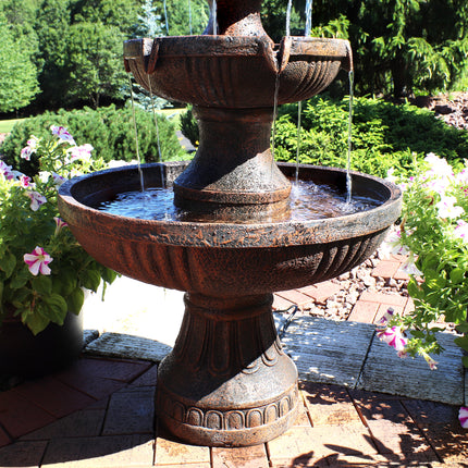 Sunnydaze Flower Blossom Outdoor Electric 3-Tier Water Fountain, 43 Inch Tall