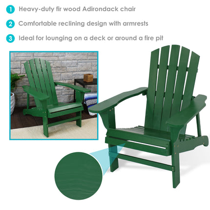 Sunnydaze Coastal Bliss Outdoor Wooden Adirondack Patio Chair, Multiple Color Options Available